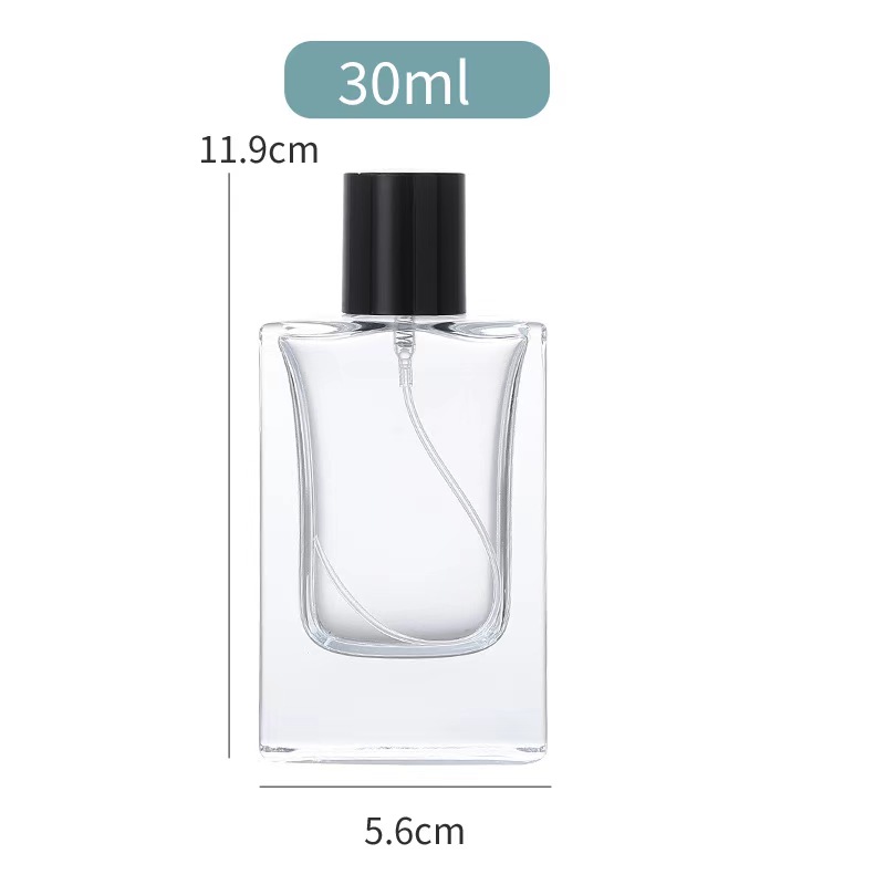 Botella de cristal del rociador de perfume 30ml con diverso casquillo de madera 